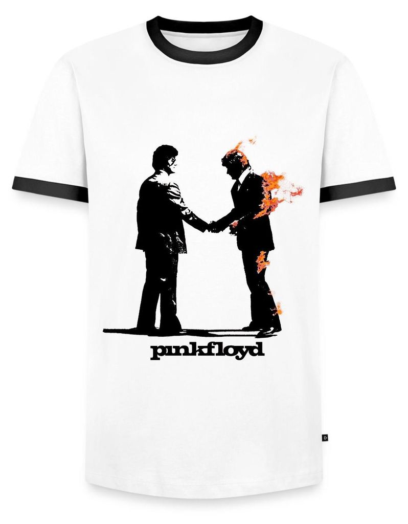 Spreadshirt Pink Floyd Album Cover Und Logo Männer Kontrast T-Shirt, S, Weiß/Schwarz