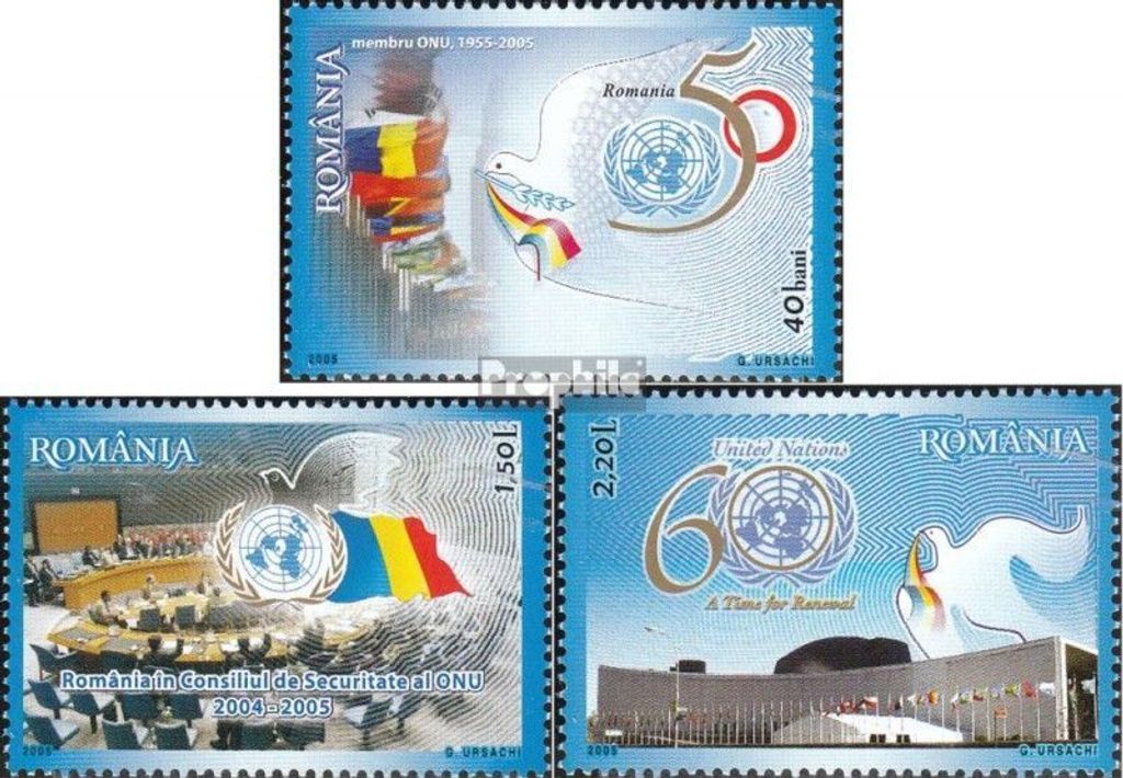 Briefmarken Rumänien 2005 Mi 5993-5995 (kompl.Ausg.) postfrisch Tag der Vereinten Nationen