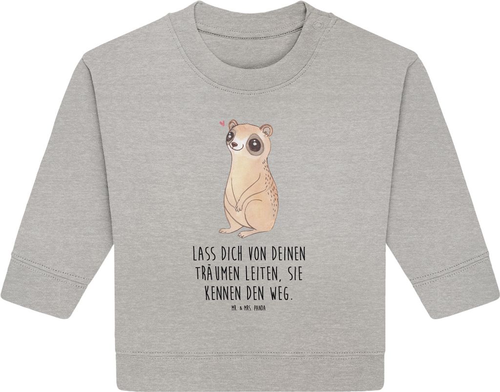 Mr. & Mrs. Panda Organic Baby Pullover Plumplori Glücklich 6. - 12. Monat - Heather Grey - Geschenk, Lustige Sprüche, Bullover, Niedlich, Glück