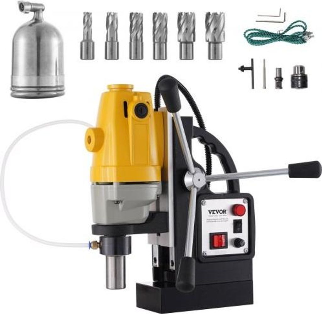 VEVOR MD40 Magnetbohrmaschine mit 6-teiligem 1-Zoll-HSS-Fräsersatz, Ringbohrer-Bits. MD40 Industrielle 1100 W 40 mm magnetische Magnetbohrmaschine...