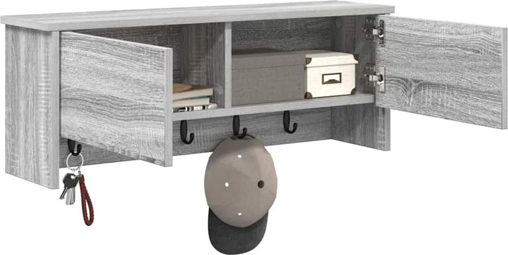 "im Sonderangebot"Schweberegal schlichte Design - Hängeregal 10Kg belastbar - Wandmontierter nachttisch mit Tür Graues Sonoma 80x20x30 cm DEMöbe...