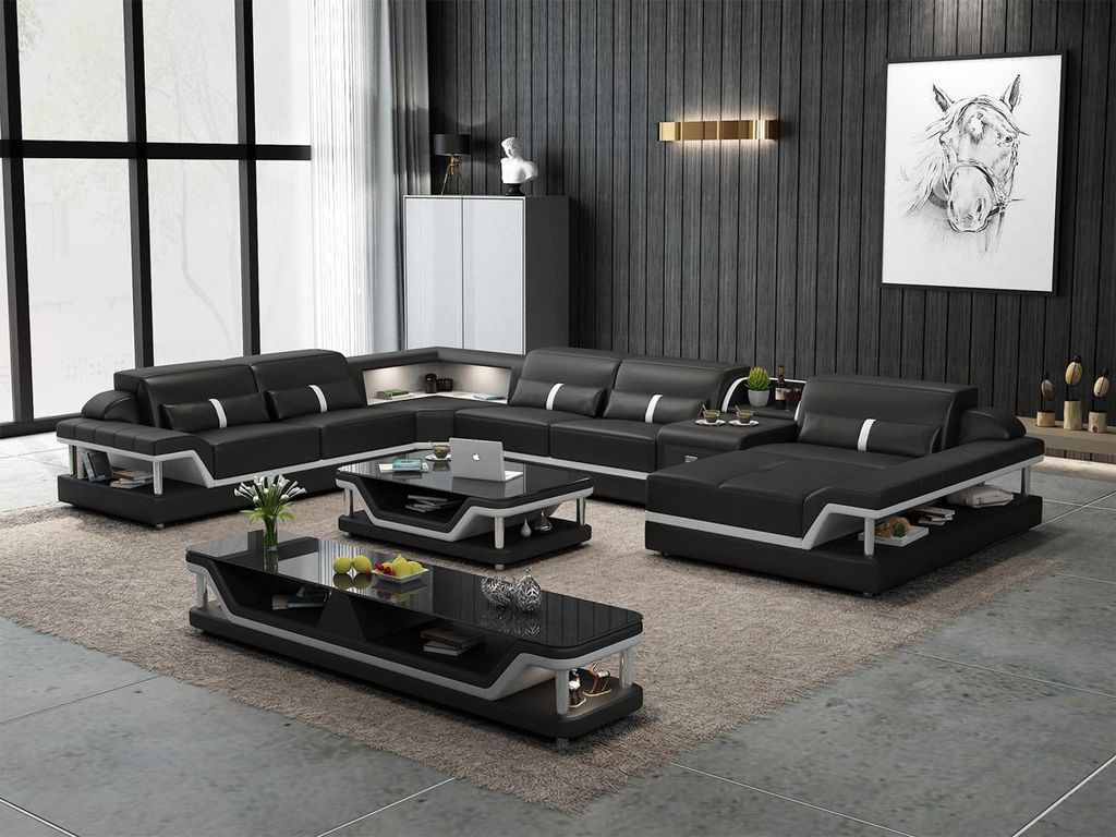 Sofa mit USB Designer Wohnlandschaft U-Form Couch Ecksofa Polster Garnitur Neu