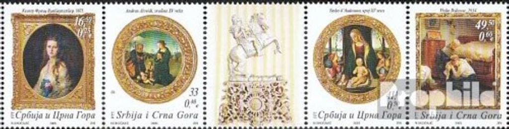 Briefmarken Jugoslawien 2005 Mi 3304-3307 Fünferstreifen (kompl.Ausg.) postfrisch Museumsexponate