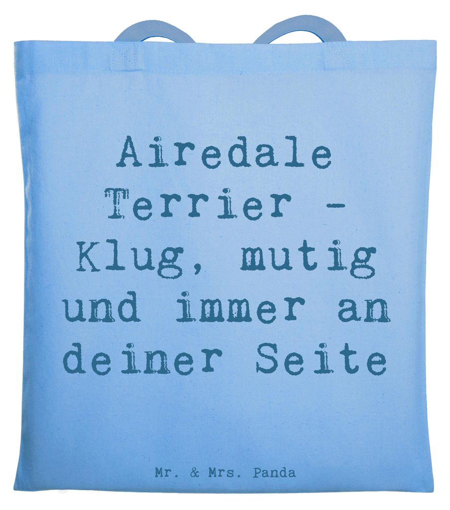 Mr. & Mrs. Panda Einkaufstasche Spruch Airedale Terrier - Sky Blue - Geschenk, Haustier, Beutel, Hunderassen Beschreibung, intelligenter Hund, Tasc...