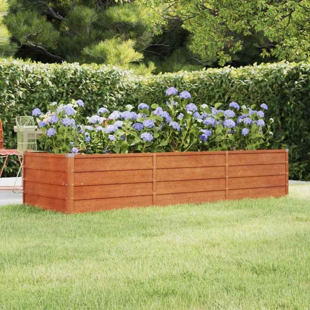 Letto rialzato arrugginito 240x80x45 cm in acciaio corten Immagine del prodotto 