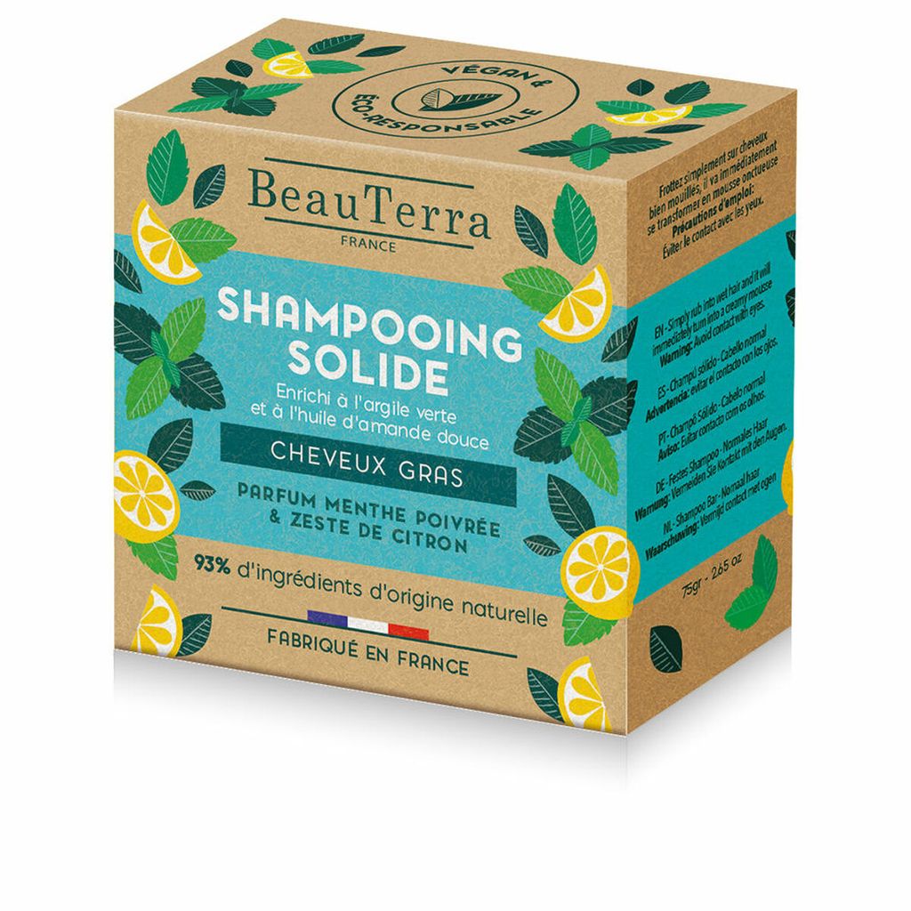 Beauterra Solide Champú De Menta y Cáscara De Limón 75g