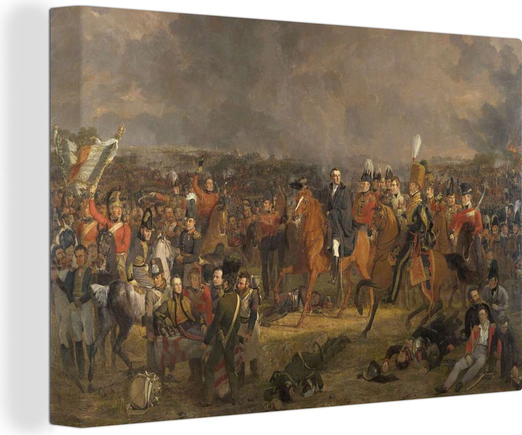 OneMillionCanvasses - Leinwandbilder - 140x90 cm, Die Schlacht von Waterloo - Gemälde von Jan Willem Pieneman, Wandbilder Kunstdruck Wanddekoration
