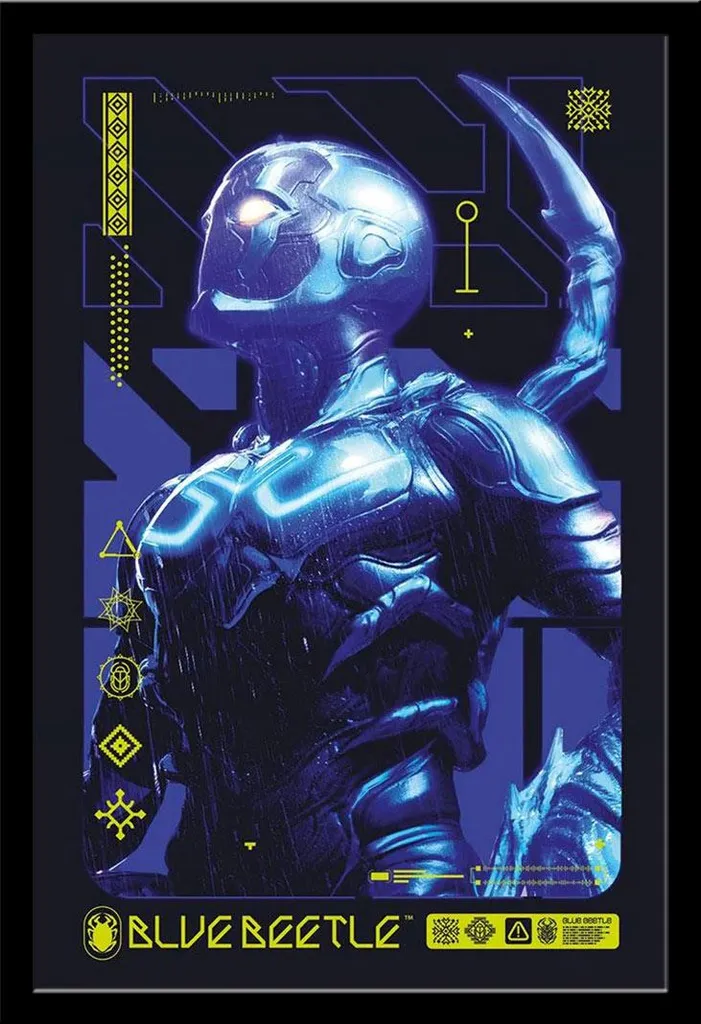 Cadre Photo Blue Beetle Alien Biotech Déco Murale Gaming pour Salon