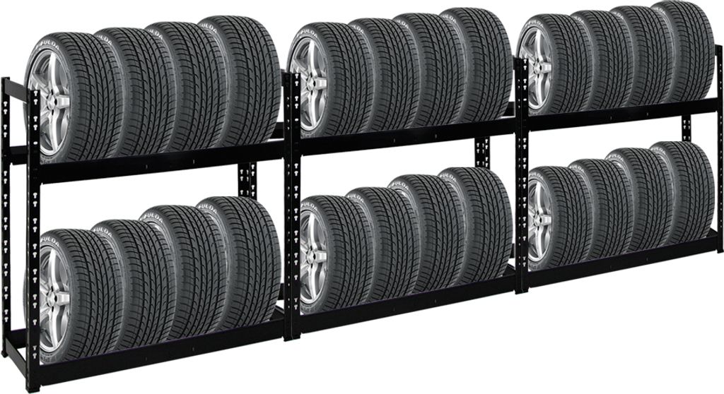 Mega Deal | 3x Reifenregal Tiger | HxBxT 100x110x35cm | 150kg Fachlast | bis zu 24 Reifen | mit Ebenen | Schwarz