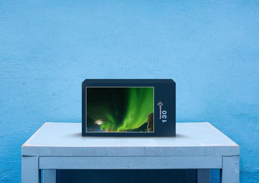 hansepuzzle 70319 - Aurora Borealis Puzzle, 130 Teile, Natur, 28,7 x 20,0cm mit hochwertiger Aufbewahrung, Kartonbox und wiederverschließbarem Beutel