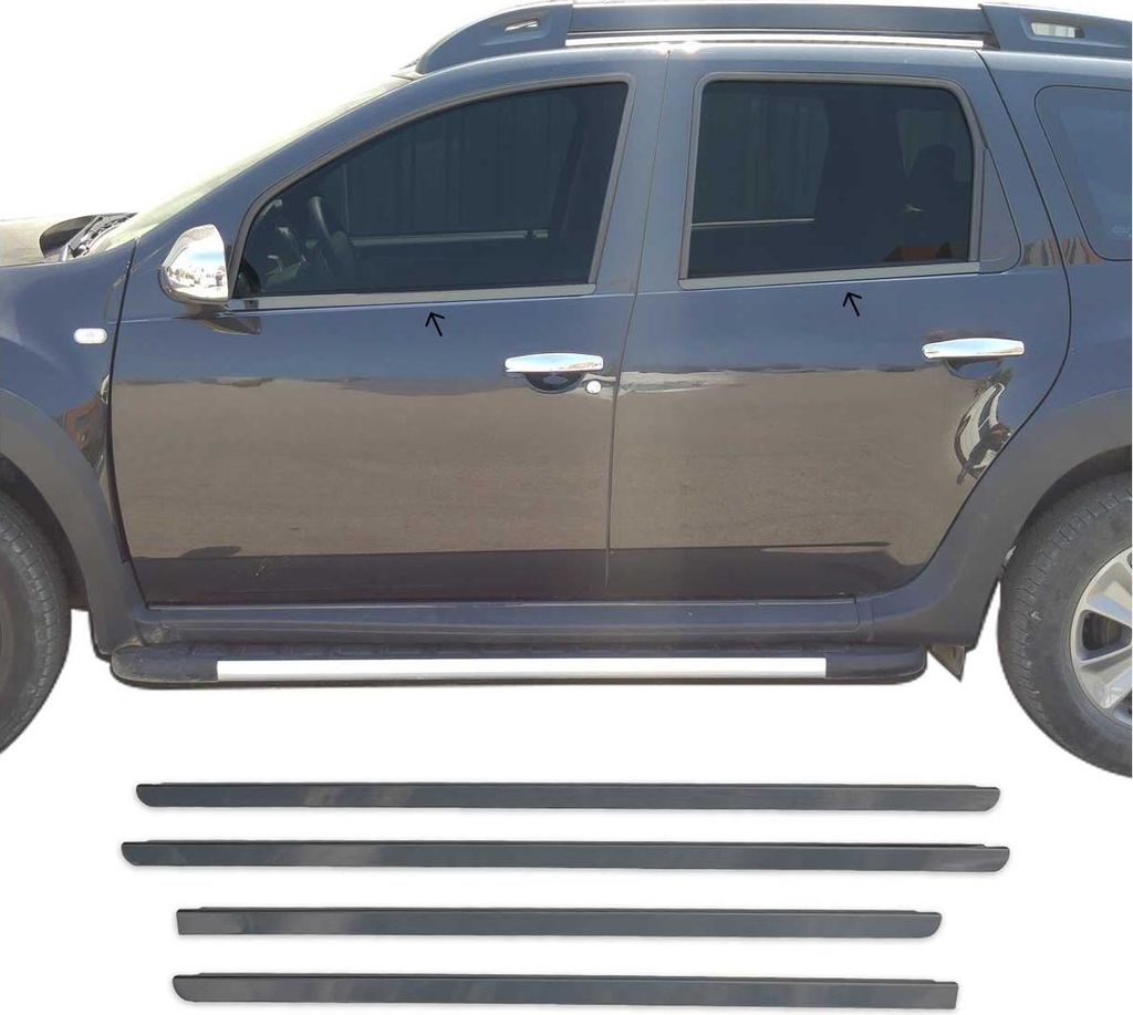 Fensterleisten Zierleisten für Dacia Duster 2010-2018 Edelstahl Dunkel 4tlg