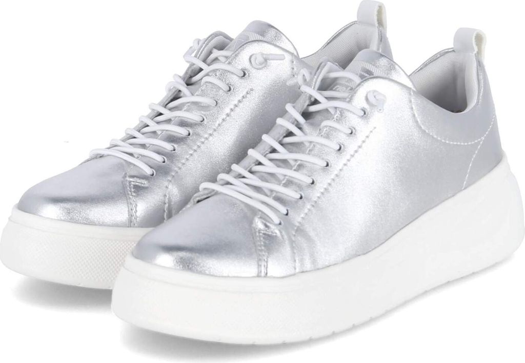 Rieker Damen Low Sneaker Silber metallic Glattleder Größe: 42