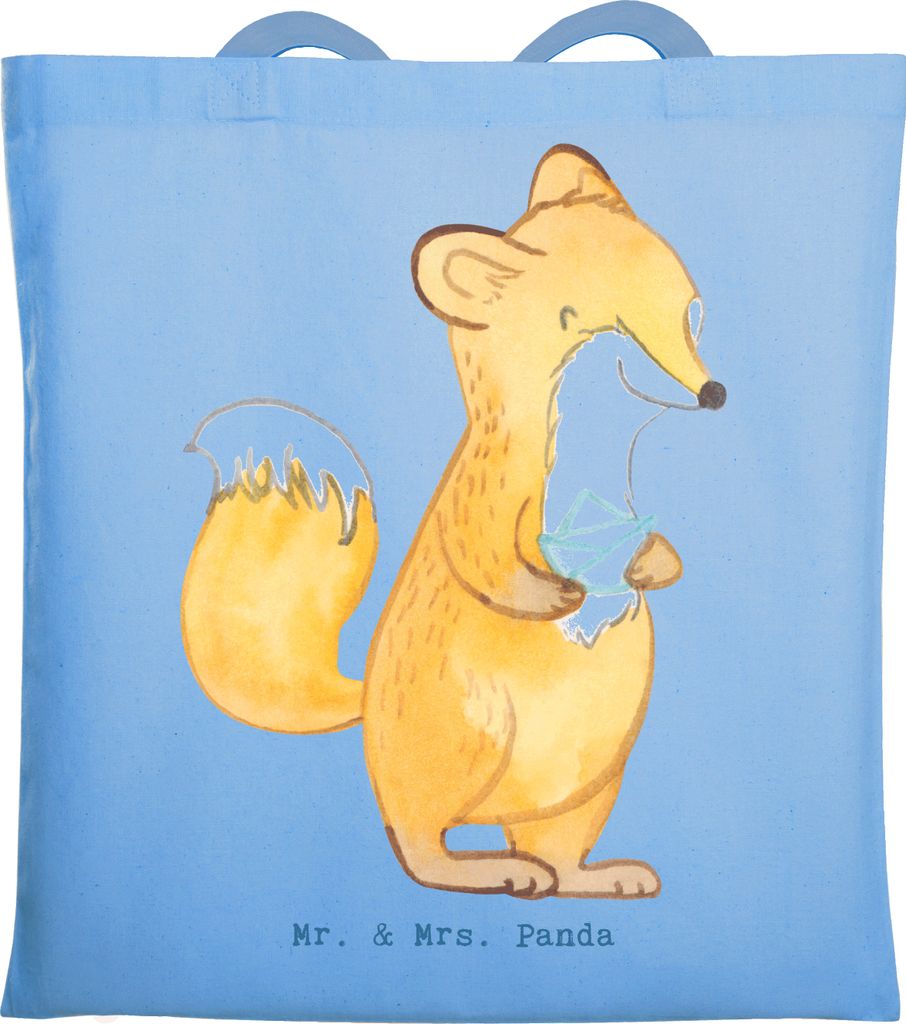 Mr. & Mrs. Panda Tote Bag Fuchs Origami - Sky Blue - Geschenk, Einkaufstüte, Shopping Tasche, Einkaufstasche, Papier Falten, Basteln, DIY, Uni, Ja...