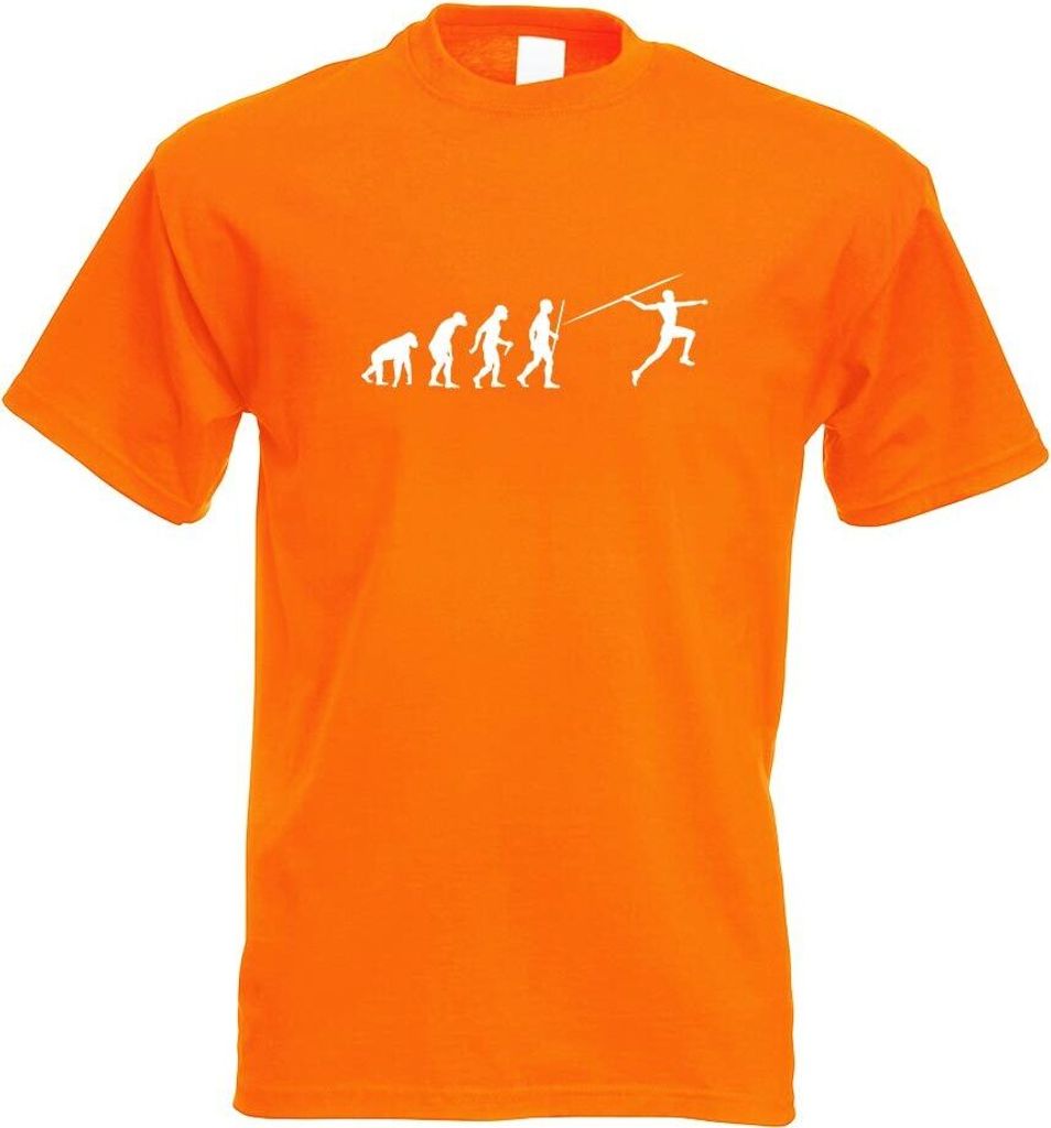 Kiwistar - T-Shirt - orange - Speerwurf Evolution Motiv Bedruckt Funshirt Design Print - mit Motiv Bedruckt - Funshirt Design - Sport - Freizeit - ...