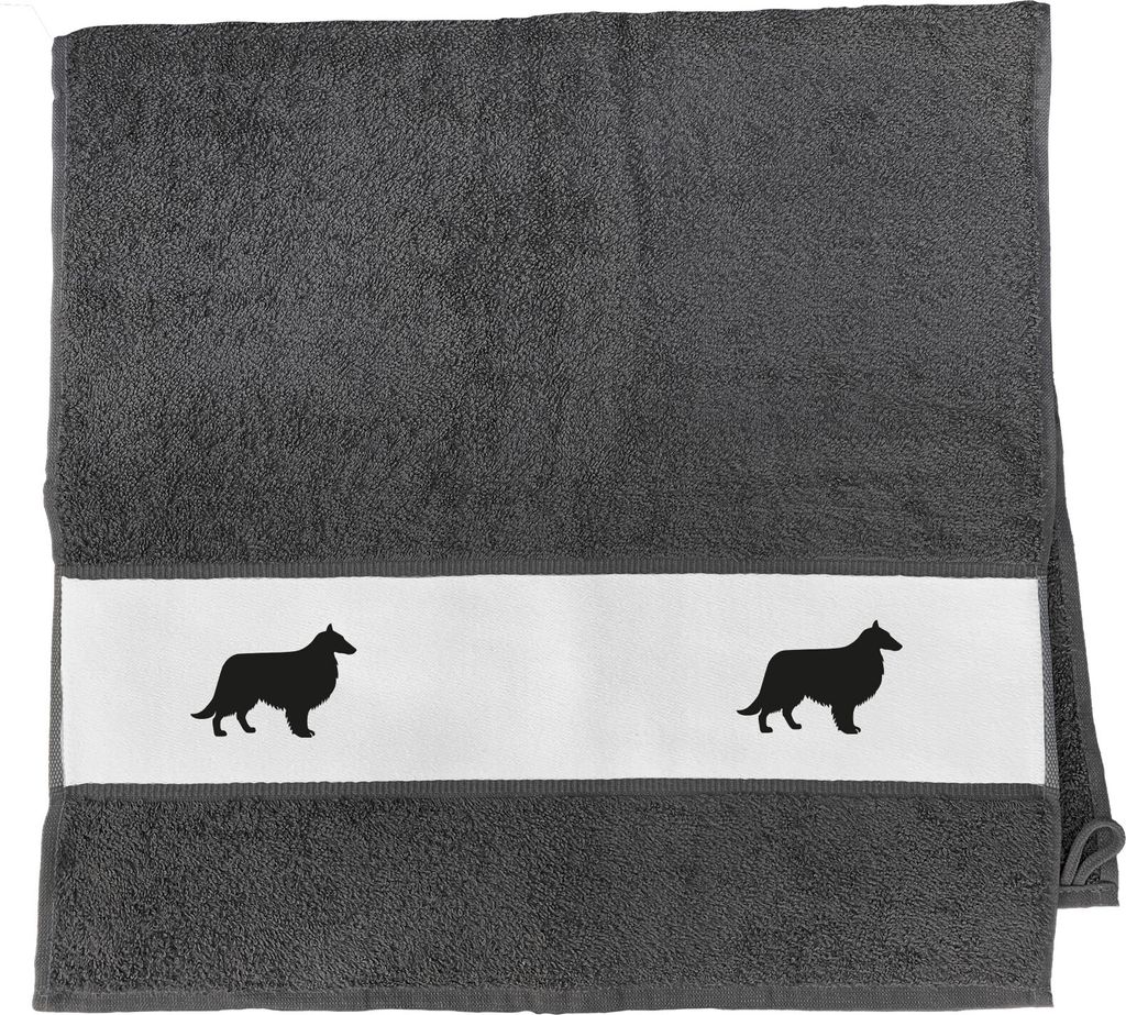 Huuraa Handtuch Collie Sheltie Silhouette 50x100cm Graphite Baumwolle Handtuch Geschenkidee