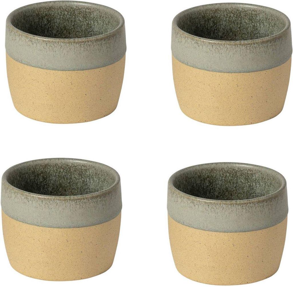 Costa Nova Arenito Kaffeetassen – Salbeigrün – 4er-Set – Handgefertigt in Portugal – 20 cl Steingutbecher – Höhe 6,6 cm