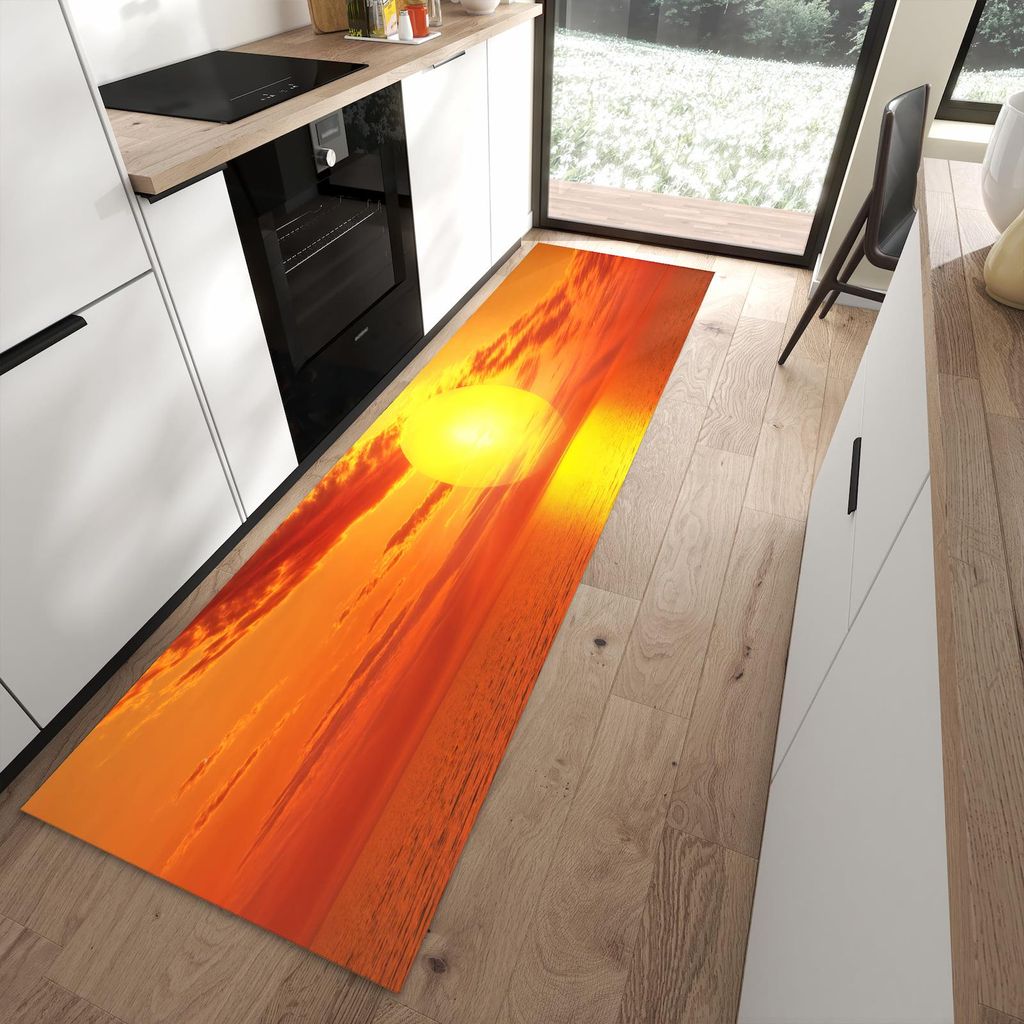 Küchenteppich 80x280cm rutschfest & abwischbar PVC Läufer - Meer von Sonnenuntergang