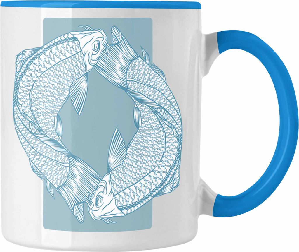 Koi Fisch Tasse Karpfen Japanischer Fisch Zucht Zierfische (Blau)