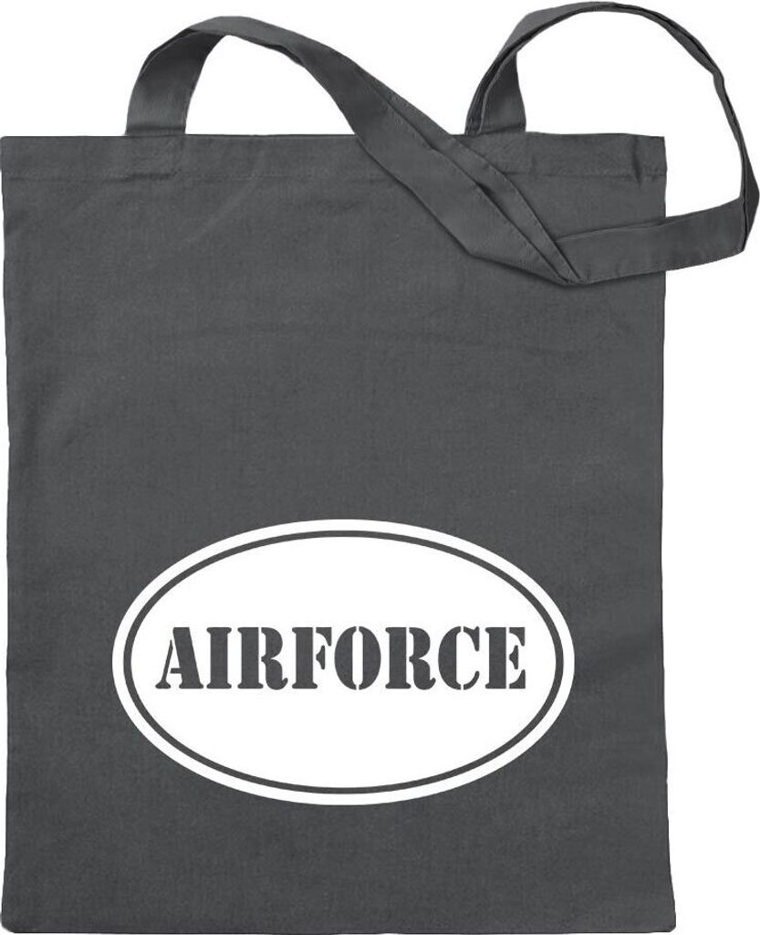 Kiwistar - Baumwolltasche - stahlgrau - United States Air Force - USAF - Tragetasche Stoffbeutel Umhängetasche Langer Henkel