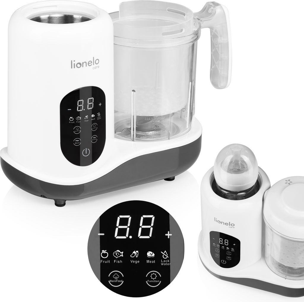 Lionelo Multifunktionale Küchenmaschine zur Zubereitung von Babynahrung BABYMENU, 4 Programme Dämpfen, Mixen, Erhitzen, Auftauen