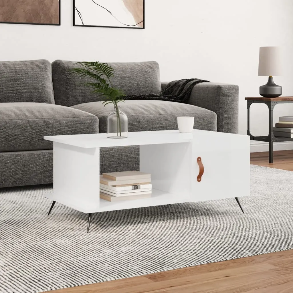 Tavolino da Salotto Minimal Bianco Lucido 90x50x40 | Design Moderno