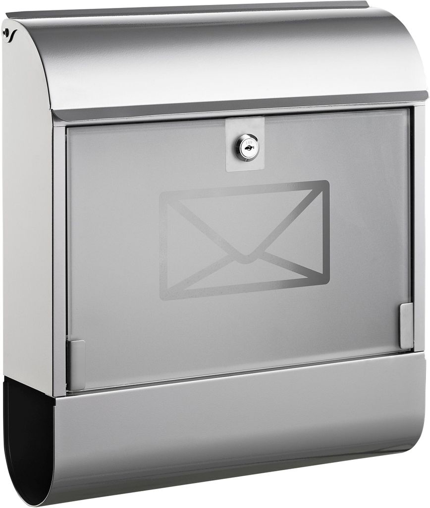 Briefkasten Metall lackiert Zeitungsfach 410x115x360mm silber Packung mit 4 Stück
