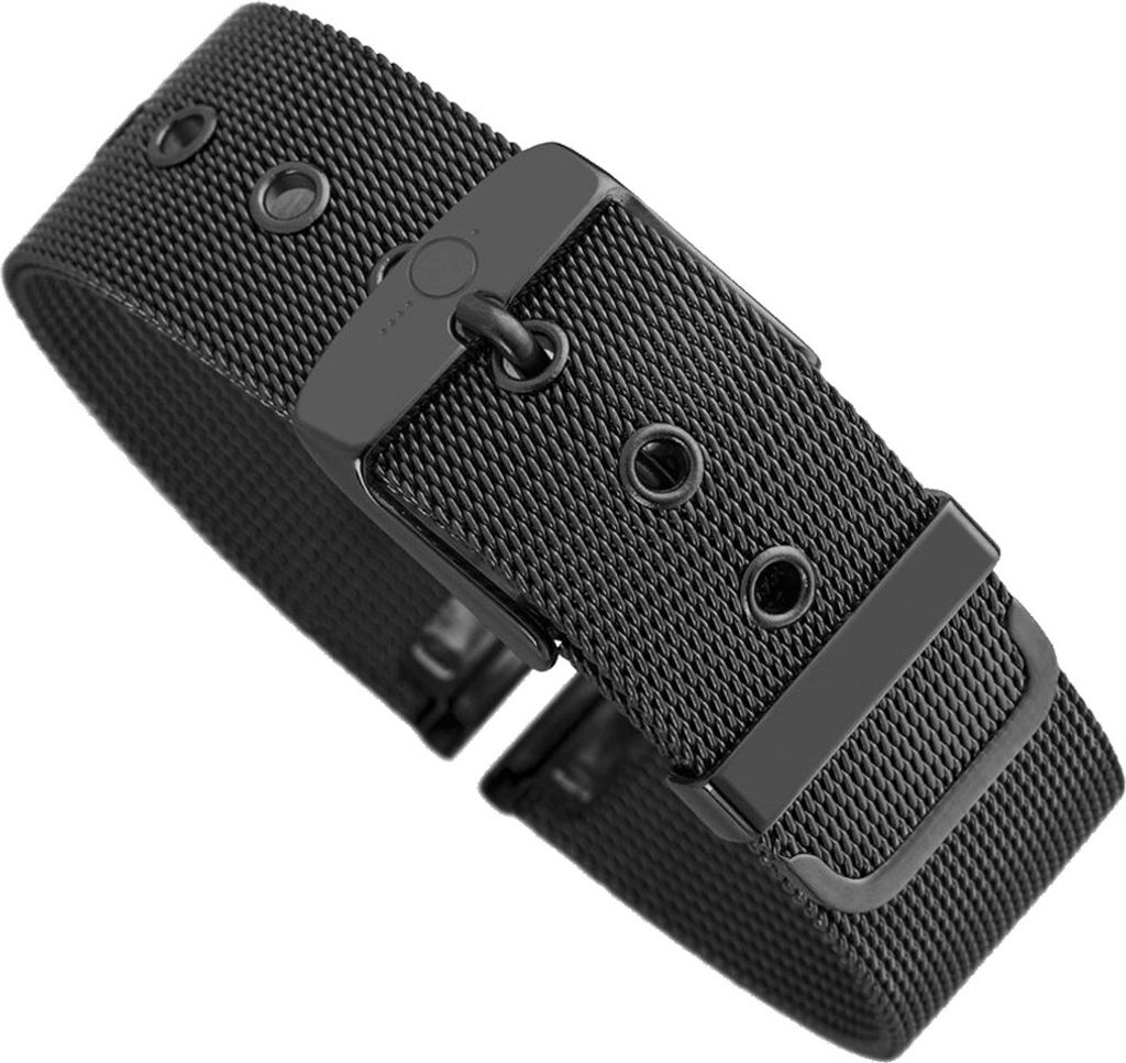 Minott | Uhrenarmband Milanaise Edelstahl schwarz glänzend 30559, Stegbreite:18mm