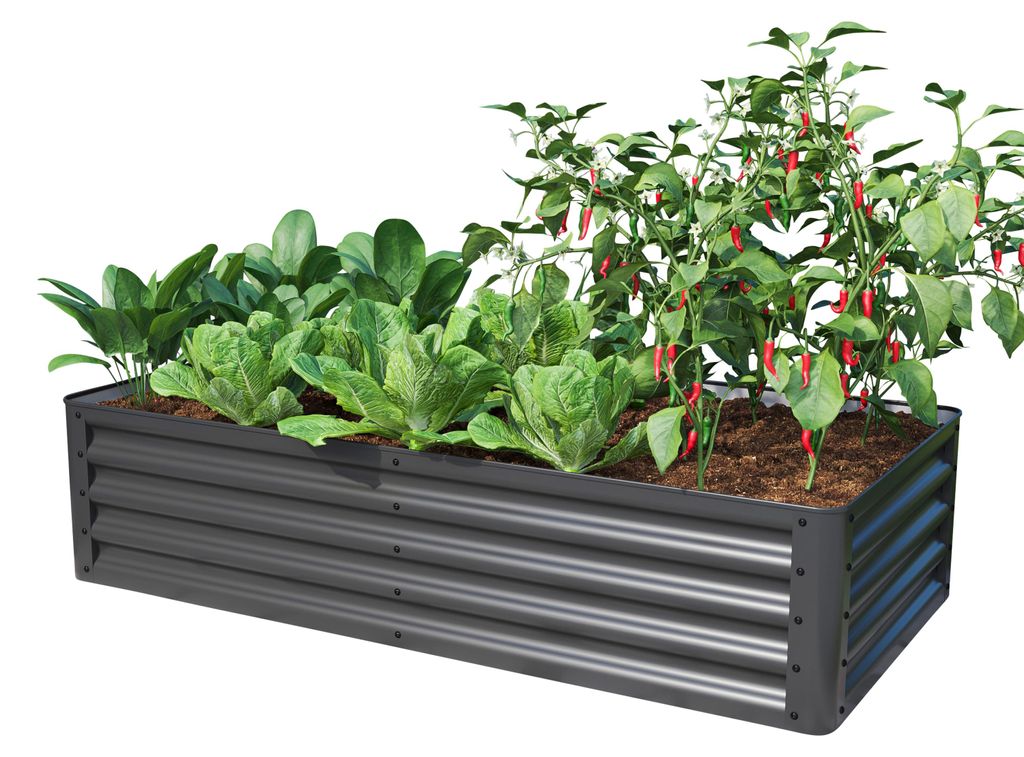 PRIMEYARD Carré potager surélevé LUCA, acier, anthracite Image du produit 