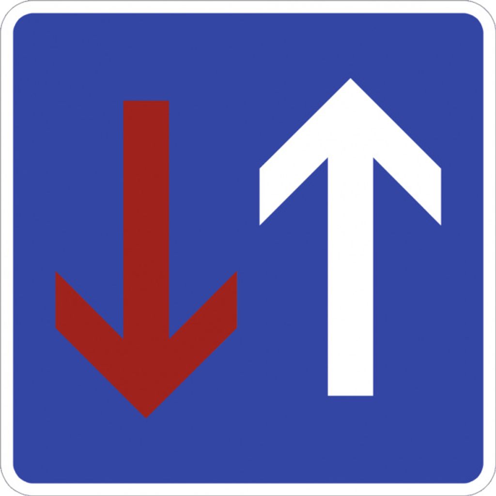 Verkehrsschild VZ308, Vorrang vor dem Gegenverkehr, Alu, RA2, 600x600 mm