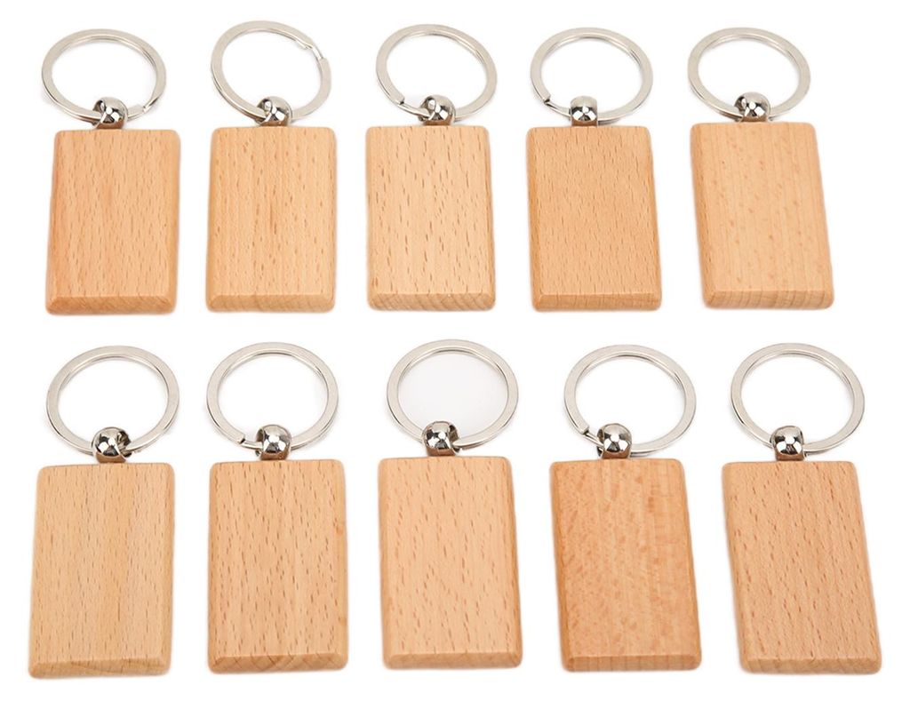 10 Stück blanke Holzschlüsselanhänger – glatt, strapazierfähig, robust, leicht, einheitliche Größe, unbehandelt