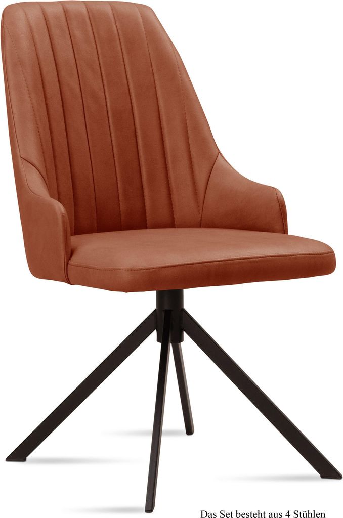 Esszimmerstuhl (4er-Set) Dunya 52x91x60 Schwarz/Cognac