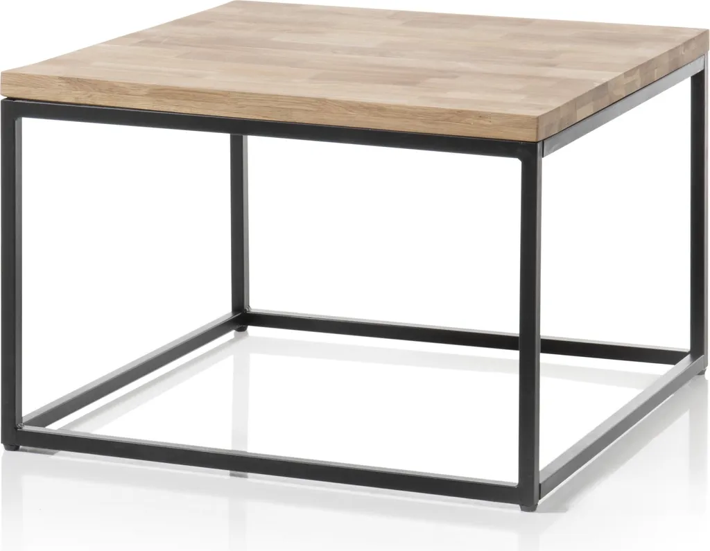 Table basse bois massif et métal SAKURA chêne huilé 70 cm pour salon