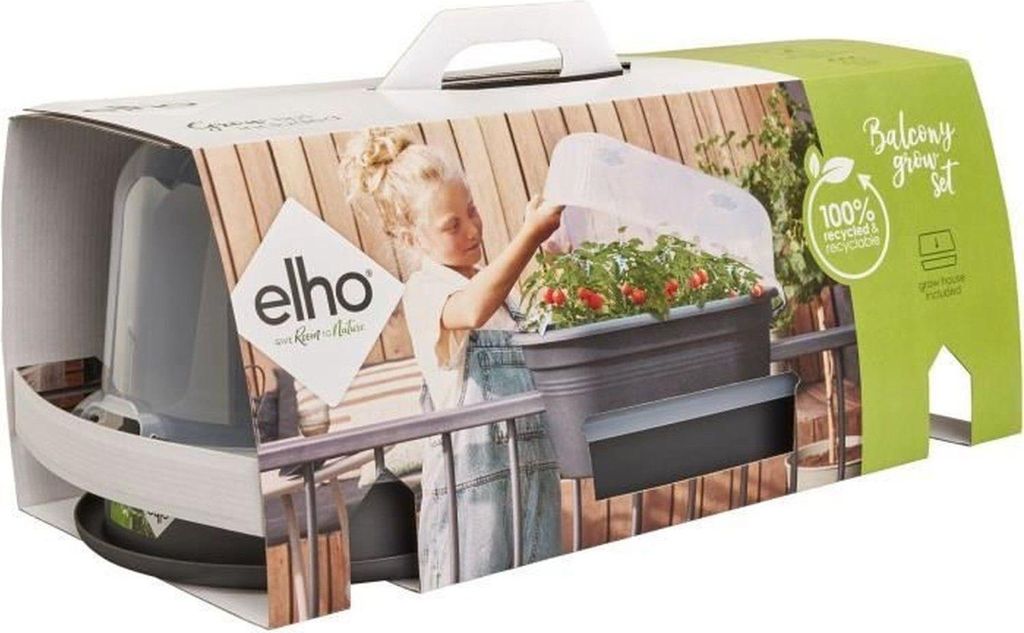 GB Balkon-Pflanzgefäß-Set von Cult – L 55 x B 28,5 x H 25 cm – Living Black, 100 % recycelt