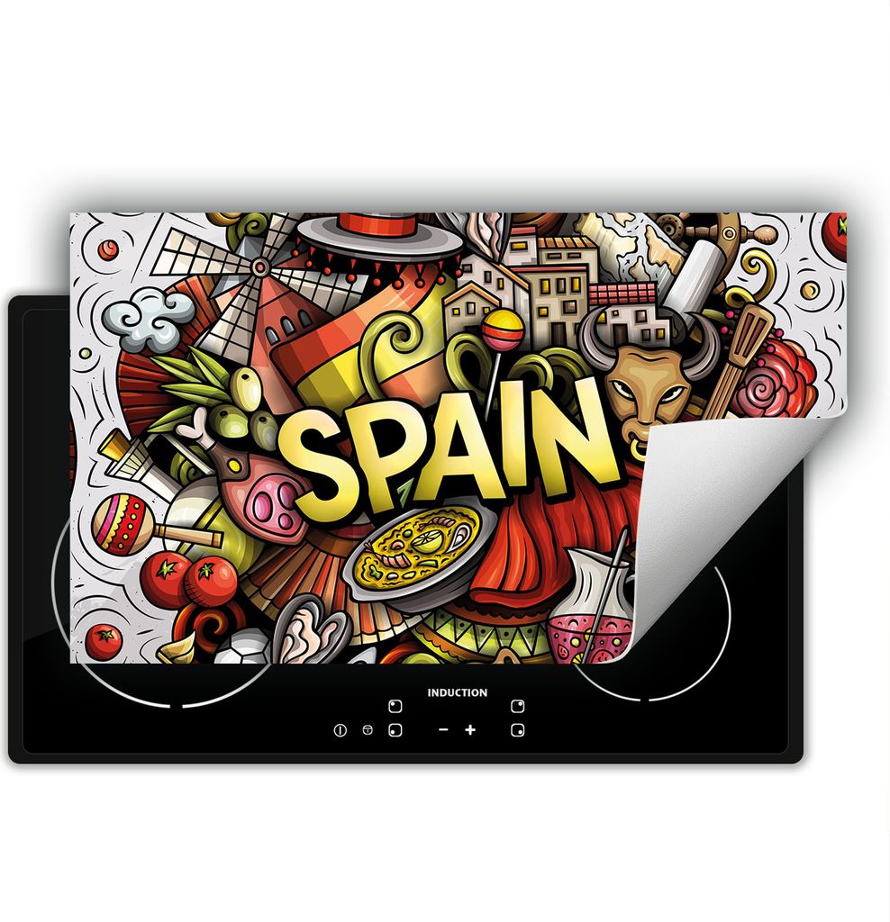 DarHaus Herdabdeckplatte 90x52 cm Anti Rutsch Matte Aufrollbar, Spanien