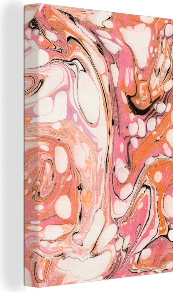 OneMillionCanvasses - Leinwandbilder - 90x140 cm, Marmor - Rosa - Schwarz, Wandbilder Kunstdruck Wanddekoration - Foto auf Leinwand - Gemälde au...