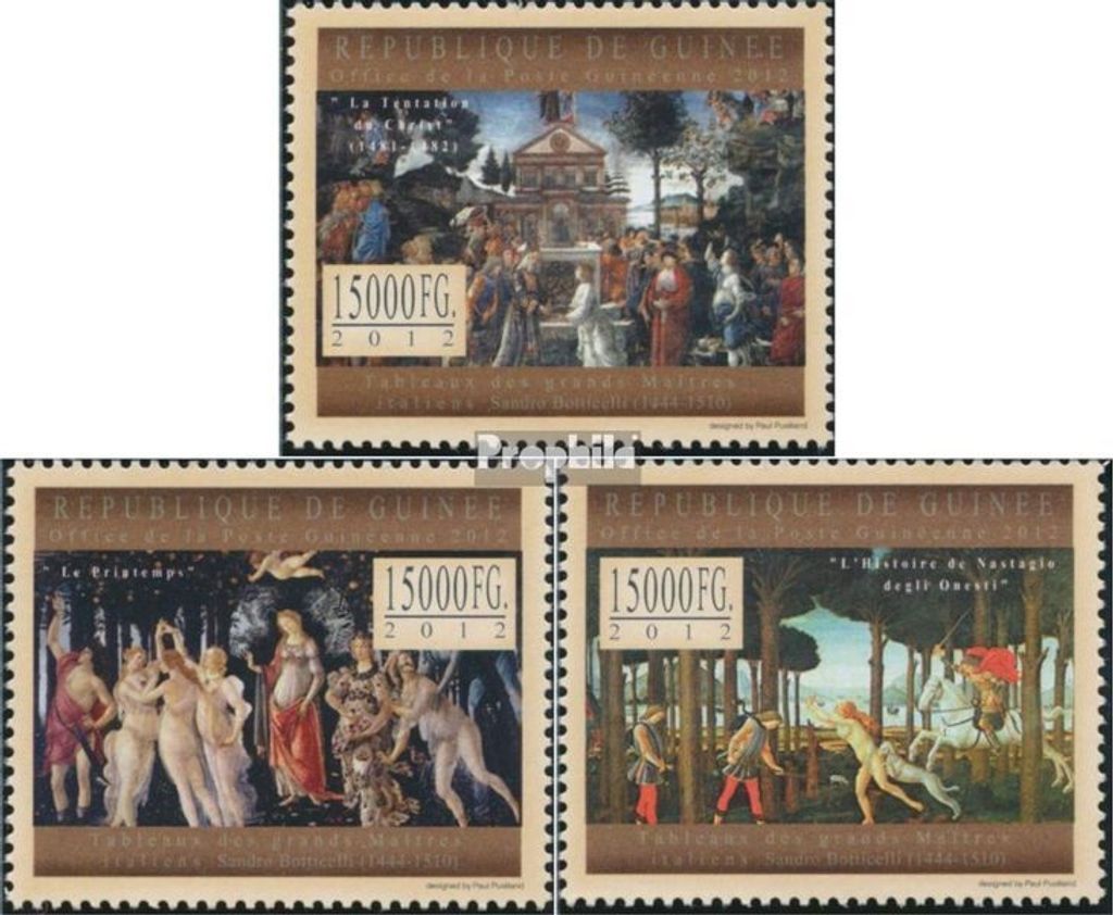 Briefmarken Guinea 2012 Mi 9657-9659 (kompl. Ausgabe) postfrisch Italienische Meister (Sandro Botticelli)
