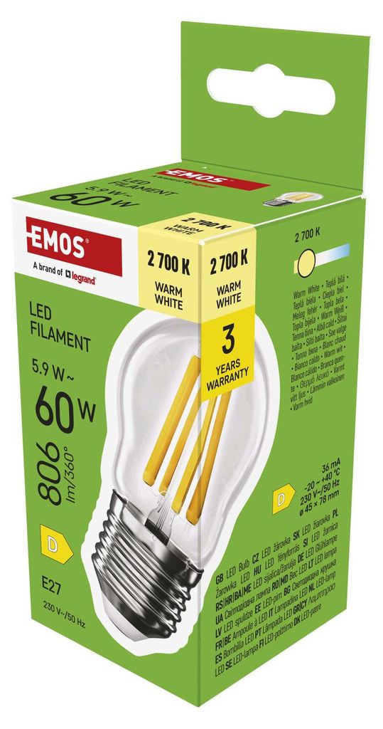 LED Lampe Filament Mini Globe / E27 / 5,9 W (60 W) / 806 lm / Warmweiß
