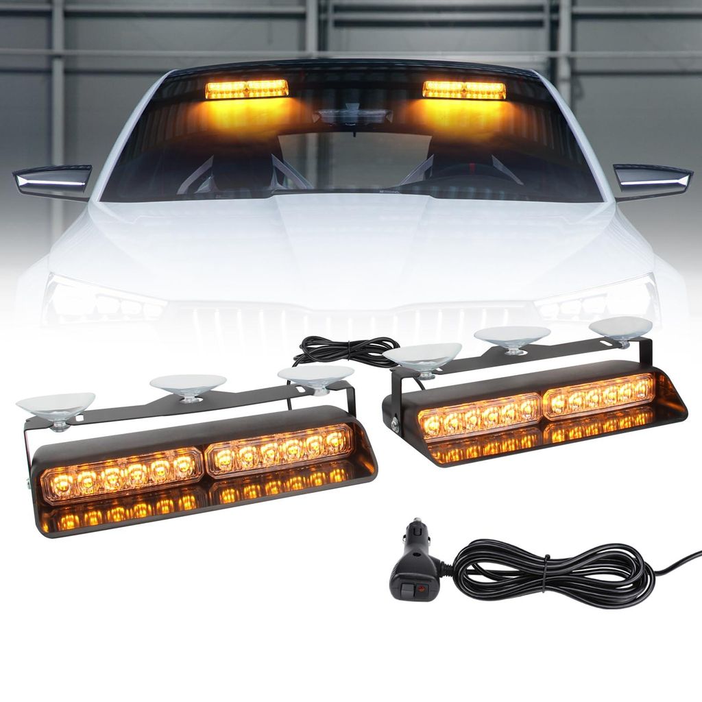 Lot de 2 feux de détresse LED orange – 48 LED, 26 modes de Image du produit 