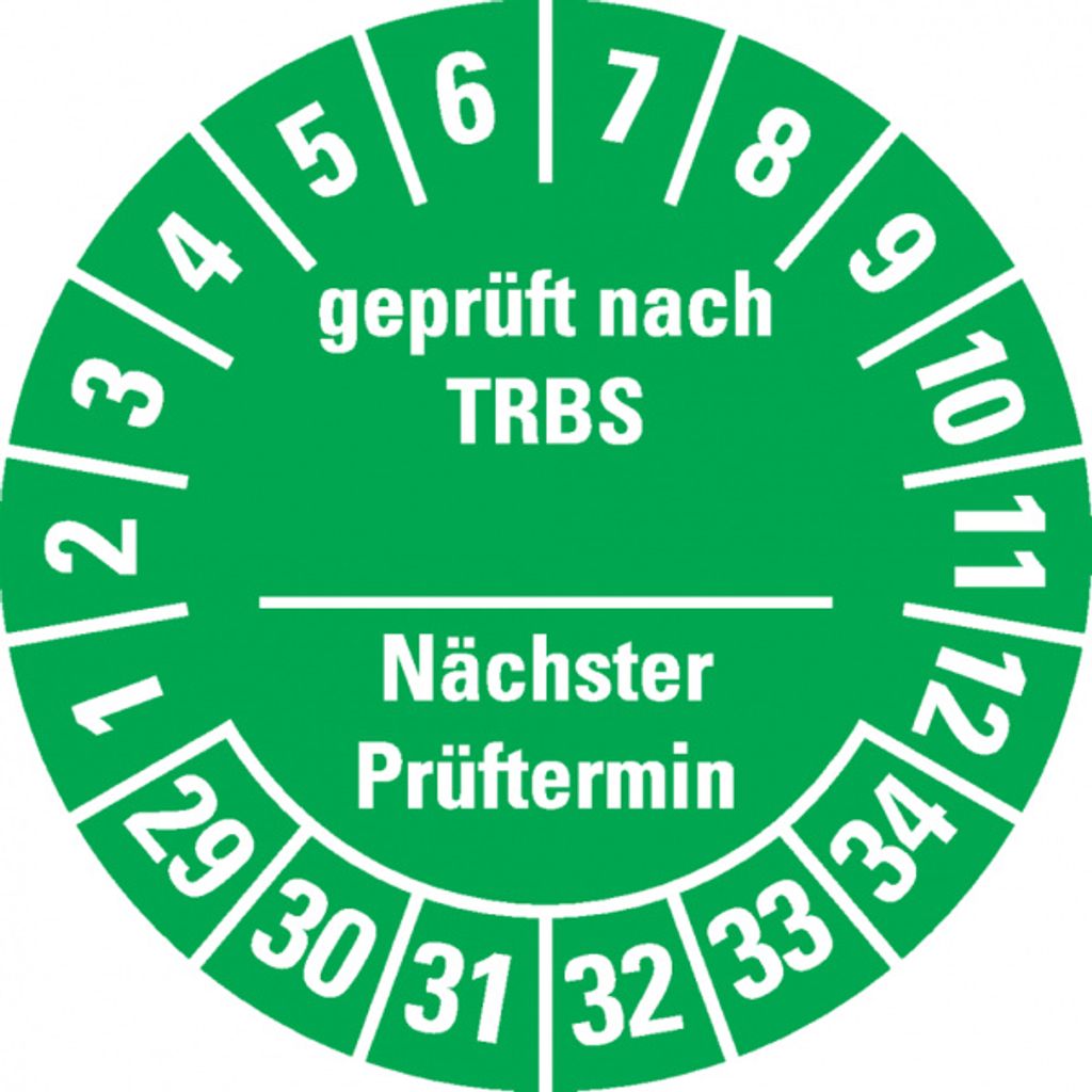 Dreifke Prüfplakette TRBS nächster Prüftermin, Selbstbeschriften, 29-34, grü...