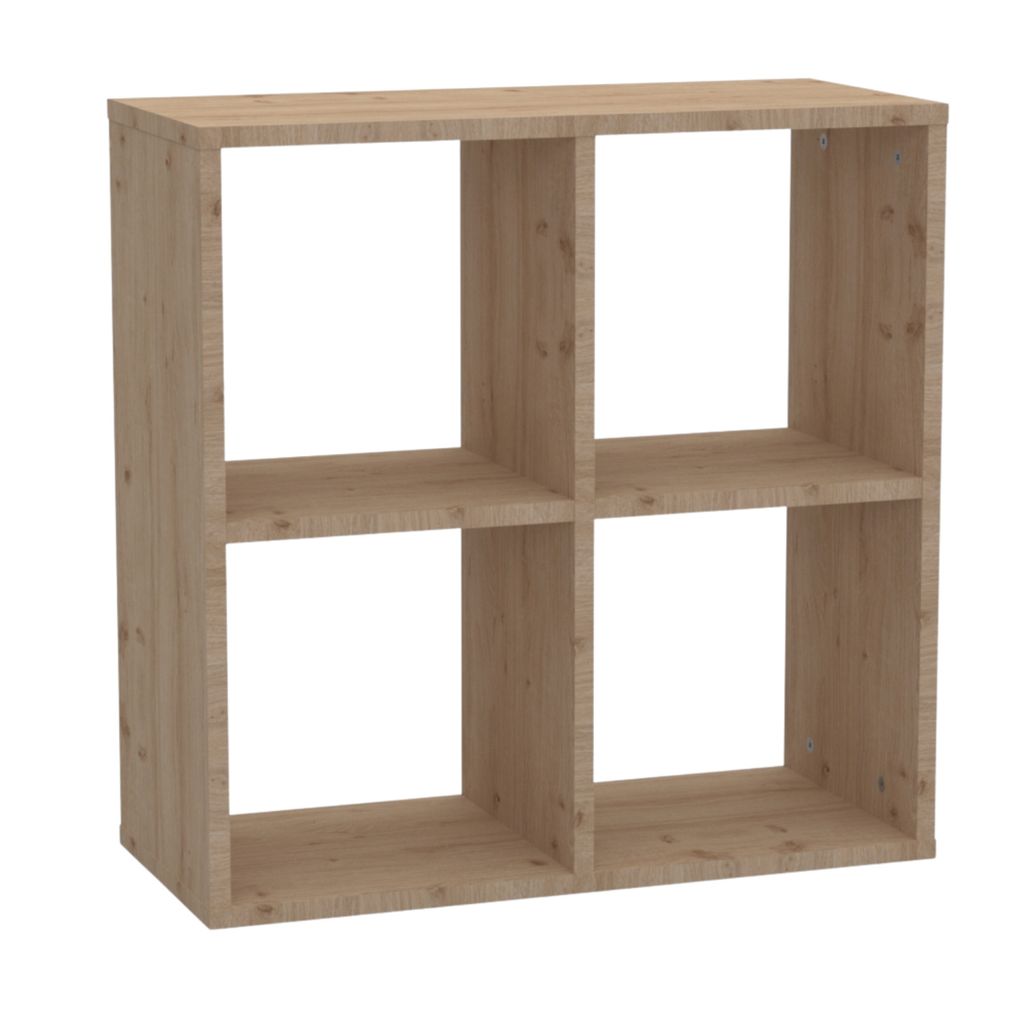 Brüder-Möbel | Würfelregal 2x2 - Bücherregal in Eiche Craft Gold - 4 Fächer - Regal für Wohnzimmer, Büro, Kinderzimmer