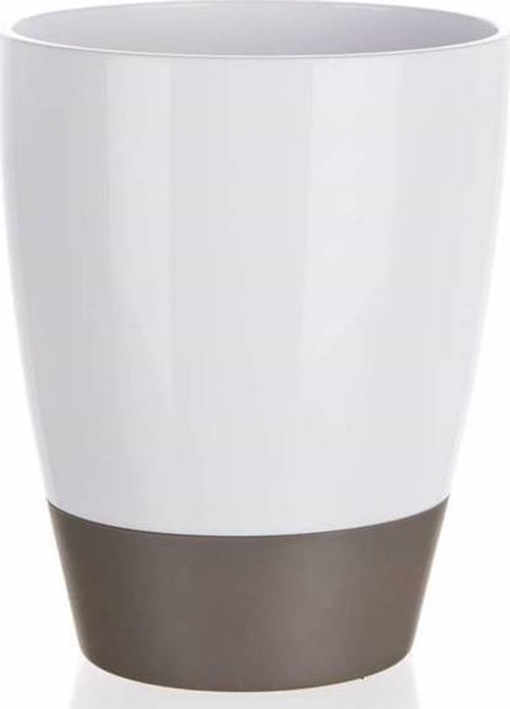 BRILLANZ Tiegel für Pinsel Plastik Oval 8,8 x in 11 cm, weiß grau