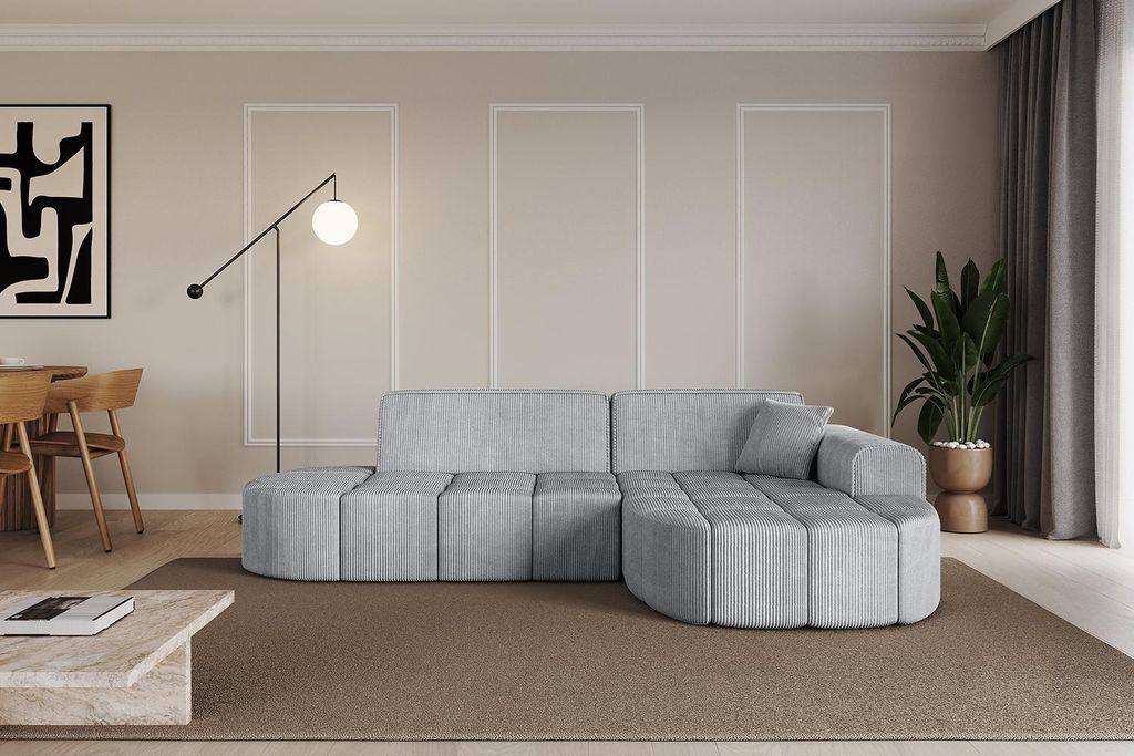 ALTDECOR Ecksofa in L-Form Livo-L1 - 252x173x79,5 cm Grau - Corner Sofa Bett Eckcouch Couch Wohnlandschaft Cauchsofa
