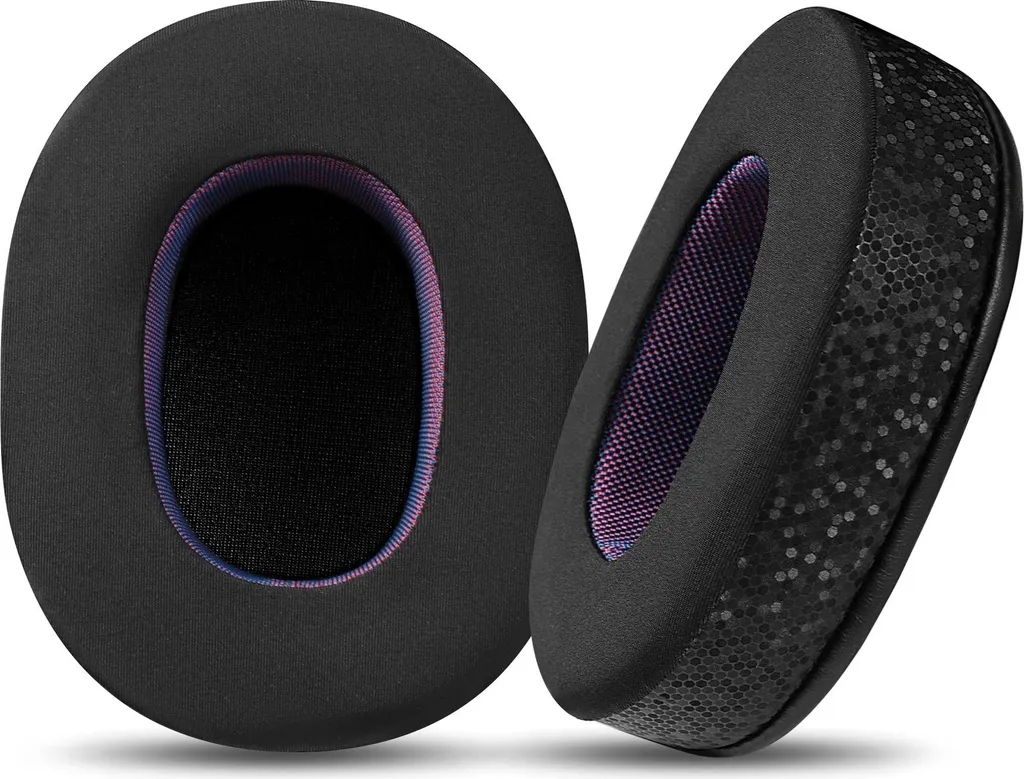 INF Cuscinetti auricolari di ricambio in pelle ice feel nera e viola, 2 pezzi