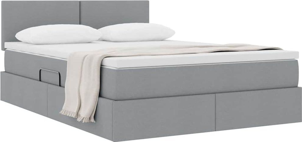 Langlebige Aufbewahrungsbett mit Matratze Hellgrau 140 x 200cm - Möbel433293 - Klassische BettenJugendbett Tagesbett