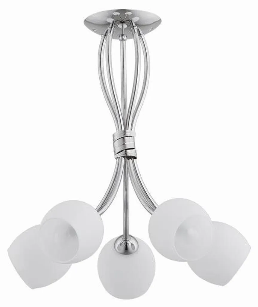 Grande suspension pour salle à manger BUENA chrome blanc 5xE14 Alfa