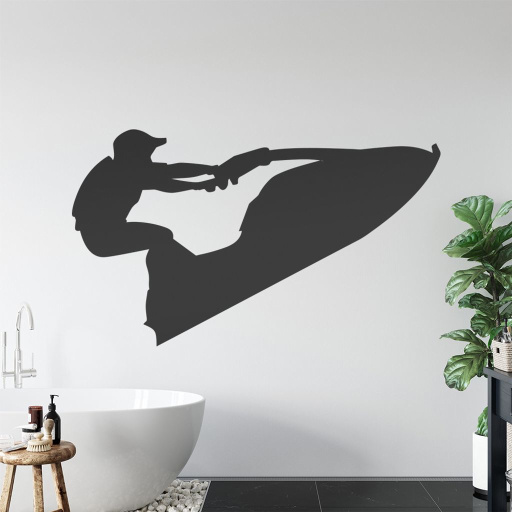 Jet-Ski Jetboot Fahrer Figur Wandtattoo Wandaufkleber Wall Sticker - Dekoration, Küche, Wohnzimmer, Schlafzimmer, Badezimmer