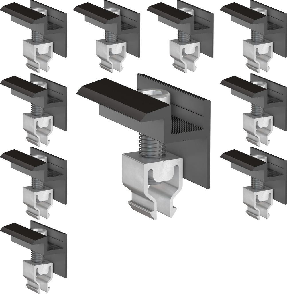 10x Endklemme Klickfix schwarz 30-40mm Solarmodul Halterung Modulklemme Solar Modul Klemme Befestigung Halterung PV Montage Panel Aluminium Profil