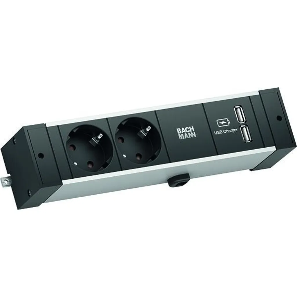 Boîtier de bureau pour télétravail DESK RAIL 2 prises et USB Charge