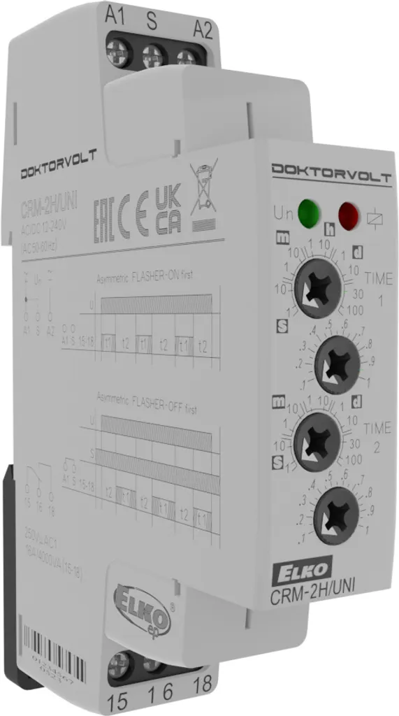 Relè Temporizzato Asimmetrico ELKO 16A AC/DC - Efficienza DIN