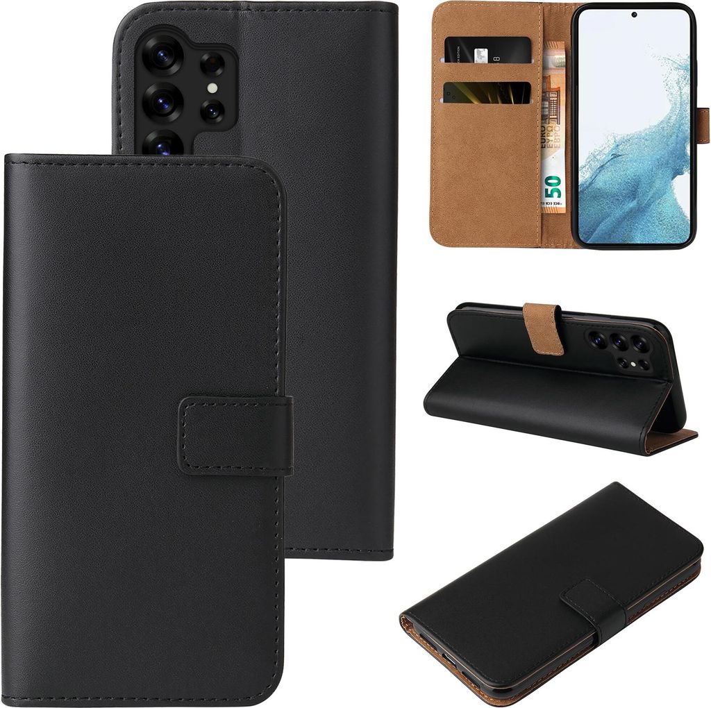 A collage of images showing a black flip phone case for a Samsung Galaxy S25 Ultra.